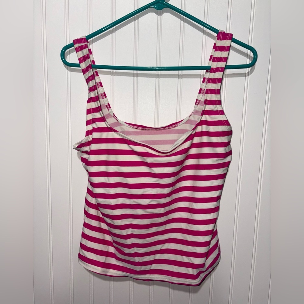 Duck Head Swimwear Fitted Pink and White Tank| Size 14